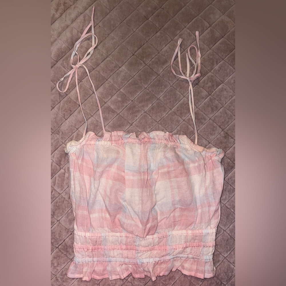 Lush Pink and White Checkered Camisole